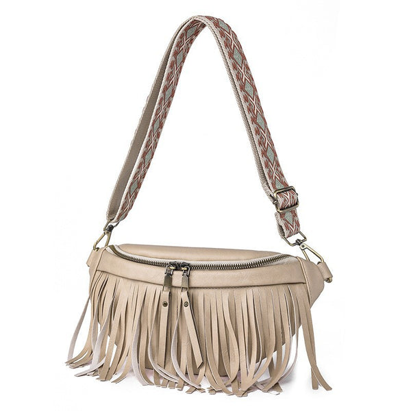 Bag Messenger Bag Summer European And American Retro Tassel Pleated Chest Bag